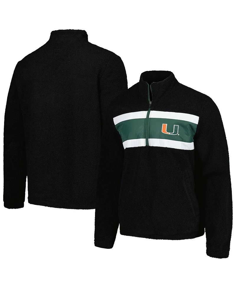 G-iii Sports by Carl Banks Men's Black Miami Hurricanes Pinch Runner Half-Zip Hoodie