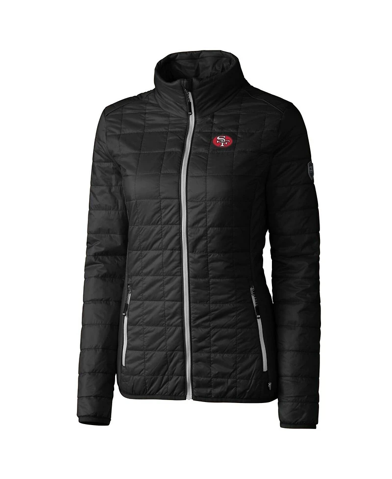 Cutter & Buck Women's Black San Francisco 49ers Throwback Logo Rainier PrimaLoft Eco Full-Zip Puffer Jacket
