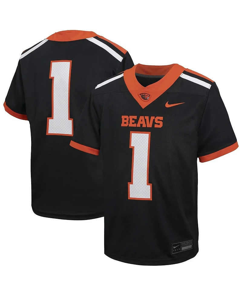 Nike Big Boys and Girls 1 Black Oregon State Beavers Untouchable Football Jersey