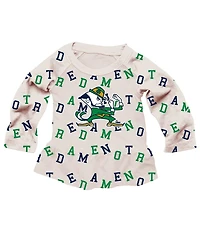 Wes & Willy Girls Toddler 2-Piece Oatmeal Notre Dame Fighting Irish Ruffle Raglan Long Sleeve T-Shirt and Leggings Set