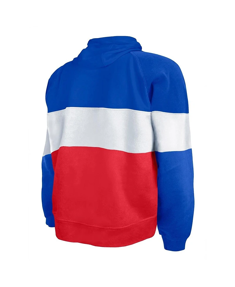New Era Men's Red England Patriots Big Tall Throwback Colorblock Raglan Pullover Hoodie