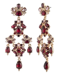 Marchesa Imitation Pearl Multi Stone Gold-Tone Red Drama Chandelier Earrings