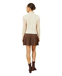 Yumi Women's Floral Cable Knit Side Tie Pullover