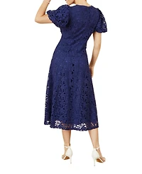 Yumi Women's Lace Midi Skater Dress