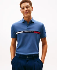 Tommy Hilfiger Men's Short Sleeve Embroidered Chest Stripe Polo Shirt