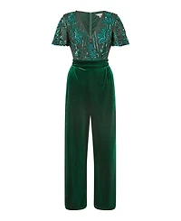 Yumi Women's Wrap Sequin Embellished Velvet Jumpsuit