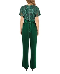 Yumi Women's Wrap Sequin Embellished Velvet Jumpsuit