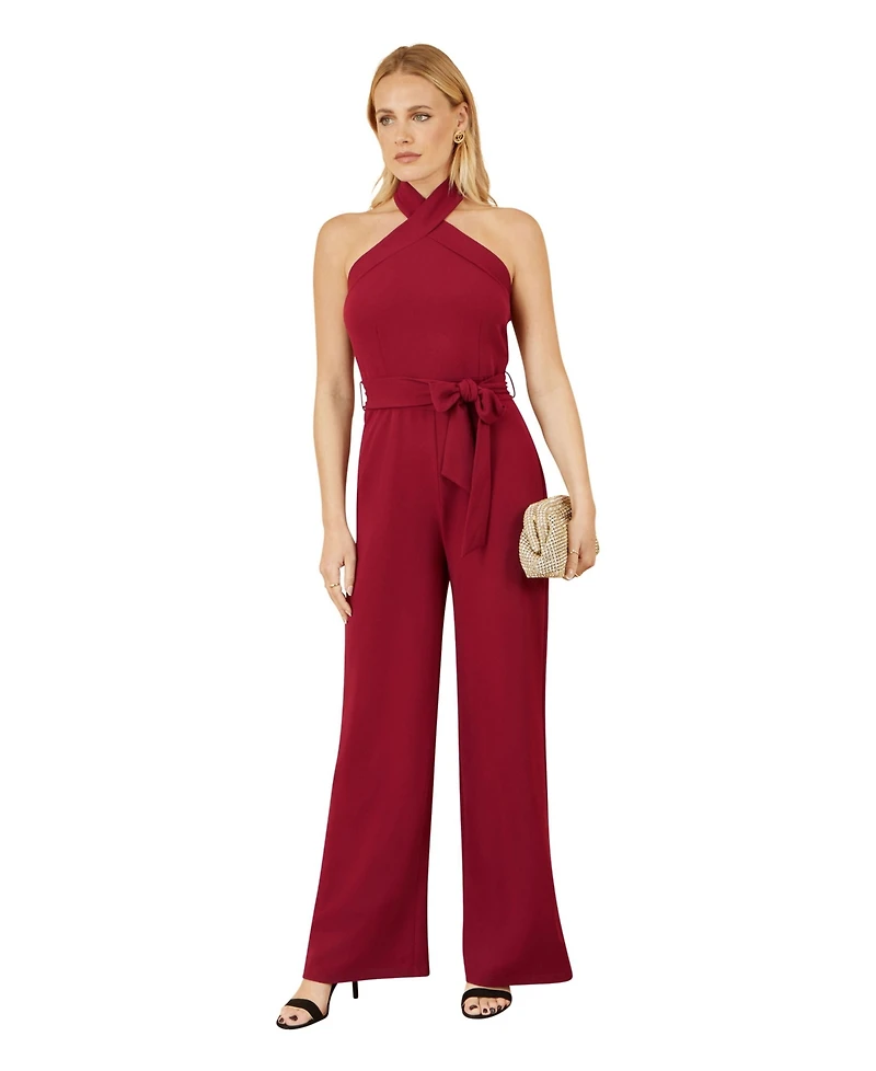 Yumi Women's Cross Over Halter Neck Jumpsuit