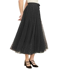 Yumi Women's Mesh Heart Print Tulle Skirt