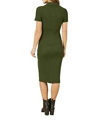 Yumi Women's Fitted Rib Knitted Midi Dress
