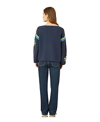 Yumi Women's Crochet Flower Long Sleeve Jumper