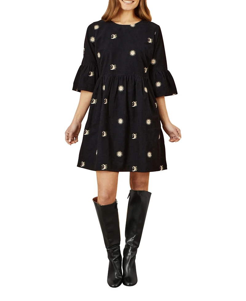 Yumi Women's Cosmic Embroidered Cord Mini Dress