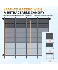 Aecojoy 10' x 8' Gazebo for Patio, Retractable Pergola with Adjustable Sun Shade Canopy Roof