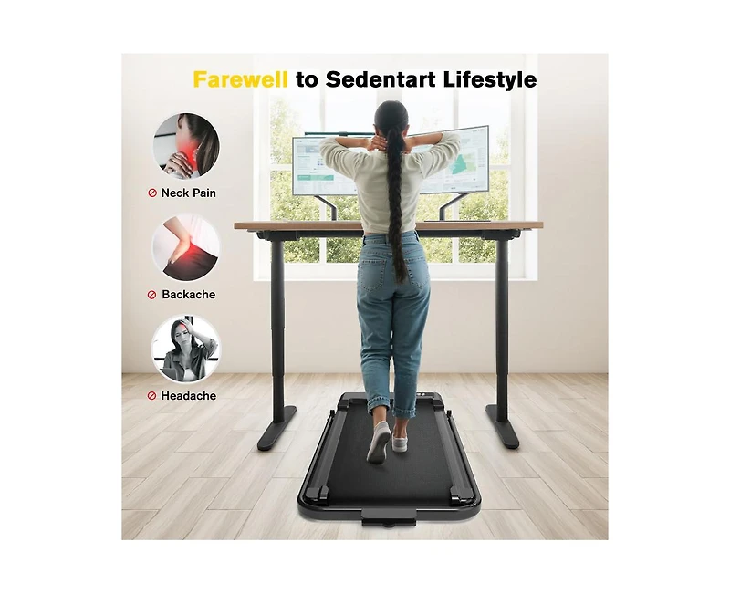 Redliro 2 in 1 Walking Pad Treadmill with Incline, Under Desk Treadmill with Led Display & App for Home Office