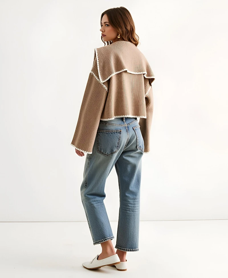 Modenaire Women's Textured Knit Layered-Back Jacket