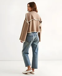 Modenaire Women's Textured Knit Layered-Back Jacket