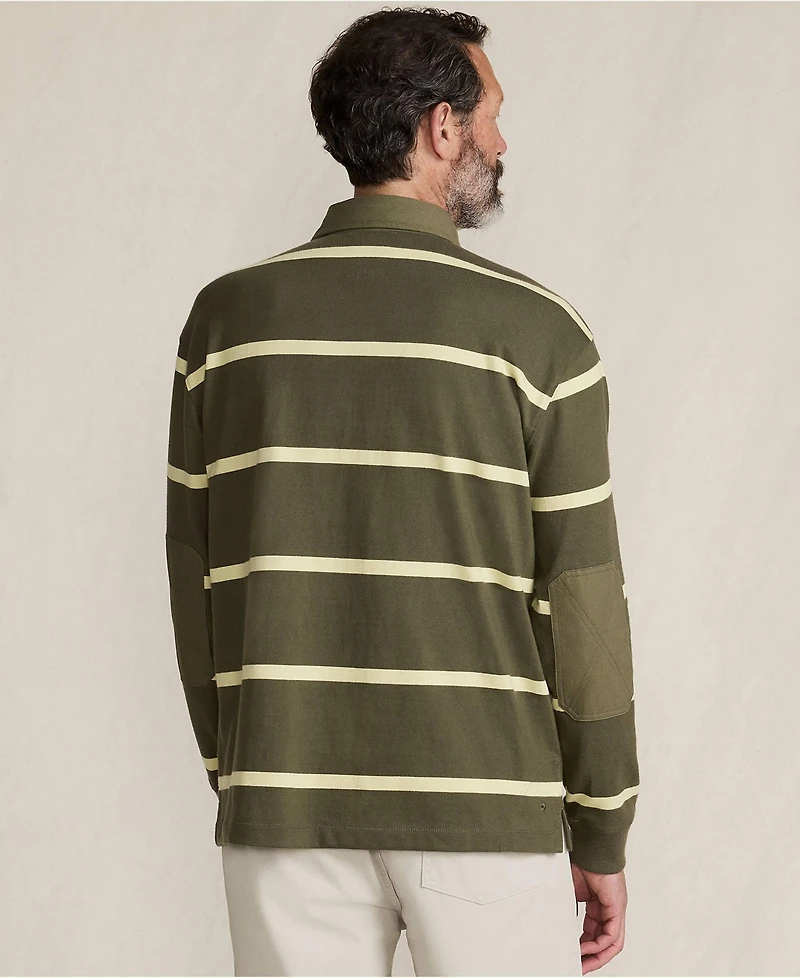 Lands' End Men's Long Sleeve Rugged Rugby Polo