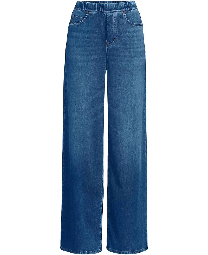 Lands' End Women's Starfish Denim High Rise Wide Leg Jeans