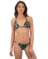 Hurley Juniors Tropical Print Triangle Bikini Top Cheeky Bikini Bottoms
