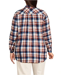 Lands' End Plus Flannel Boyfriend Long Sleeve Shirt