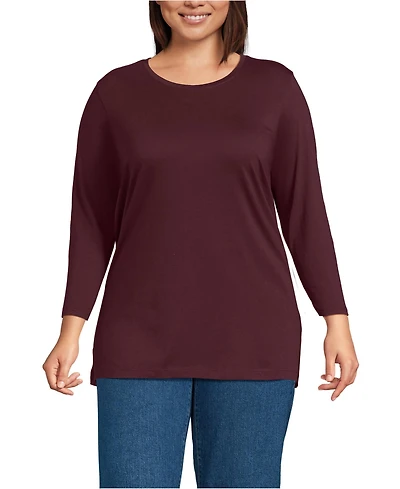Lands' End Plus 3/4 Sleeve Cotton Supima Tunic