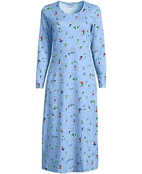 Lands' End Plus Cotton Long Sleeve Midcalf Nightgown