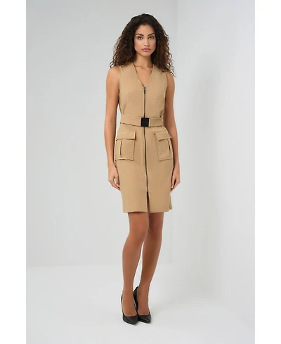 Anatomie Women's Kourt Sleeveless Belted Zip Utility Dress