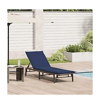Sun Lounger Grey, Navy Blue Pe rattan, Powder-coated steel Standard