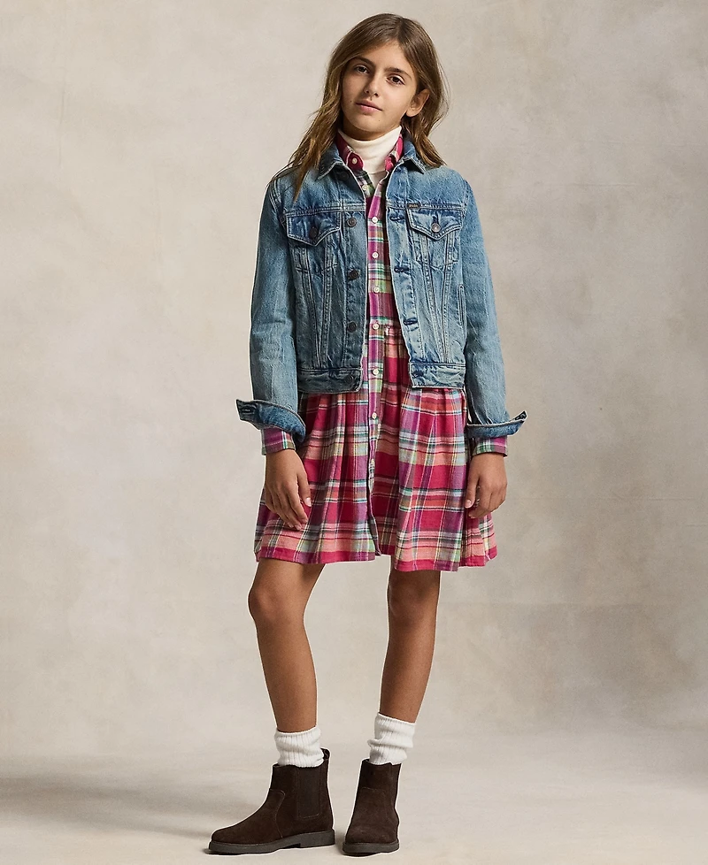 Polo Ralph Lauren Girls 7-16 Long Sleeve Shirred Waist Dress
