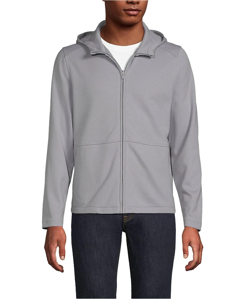 Lands' End Men's Unisex Grid Tech Hooded Zip Front Jacket