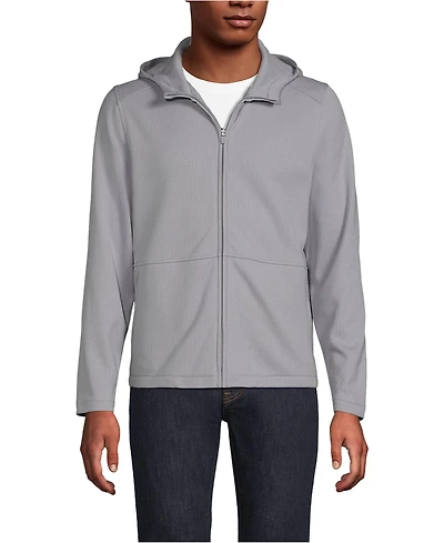 Lands' End Men's Unisex Grid Tech Hooded Zip Front Jacket