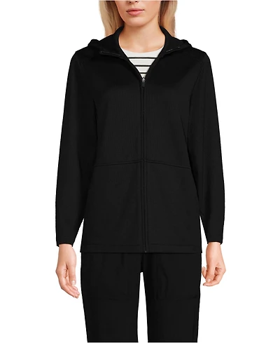 Lands' End Men's Unisex Grid Tech Hooded Zip Front Jacket