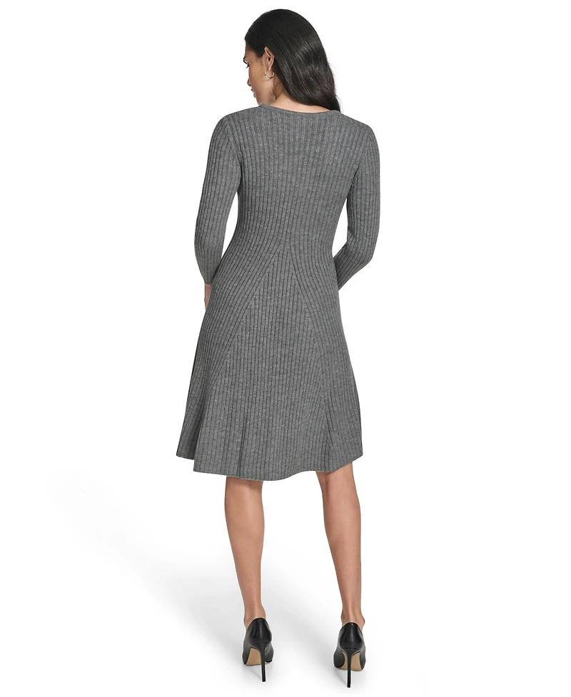 Jessica Howard Women's Fit and Flare Ribbed Sweater Dress