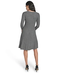 Jessica Howard Women's Fit and Flare Ribbed Sweater Dress