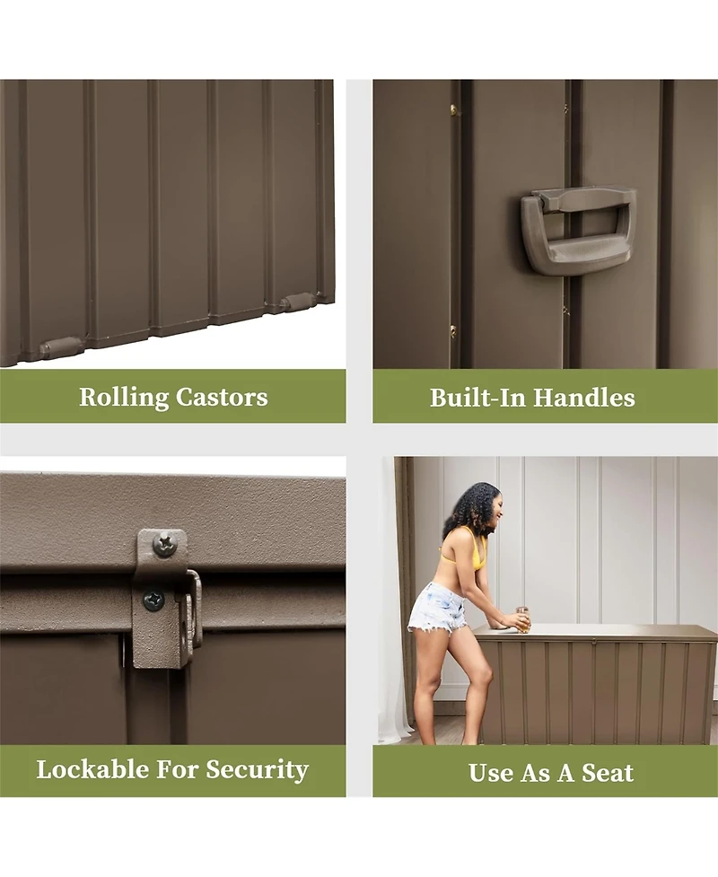 Clihome 120-Gallon Dark Brown Metal Deck Box