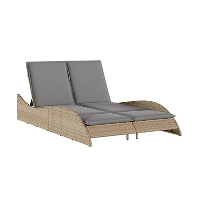 Sun Lounger Beige Pe rattan 44.9x80.7x28.7 in
