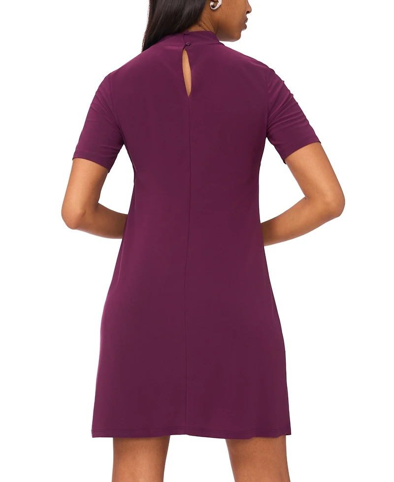 Msk Petite Short Sleeve Keyhole Beaded Dress