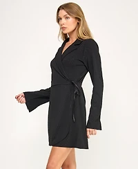 Row A Women's Embellished Collared Wrap Dress