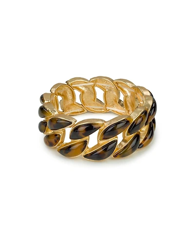 Patricia Nash Resin Tortoise Matte Gold-Tone Stretch Link Bracelet