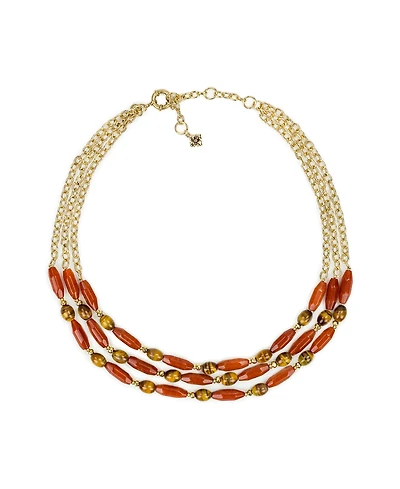 Patricia Nash Eclectic Beads Gold-Tone Triple Strand Necklace