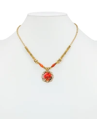 Patricia Nash Acrylic and Copper Coated Beads European Floral Tapestry Large Pendant Necklace