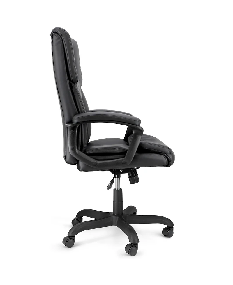 Elama High Back Adjustable Faux Leather Office Chair in Black and Black Base