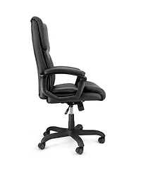 Elama High Back Adjustable Faux Leather Office Chair in Black and Black Base