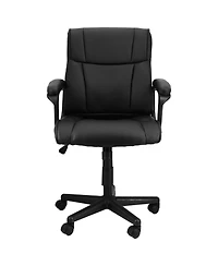 Elama Mid Back Adjustable Faux Leather Office Chair in Black