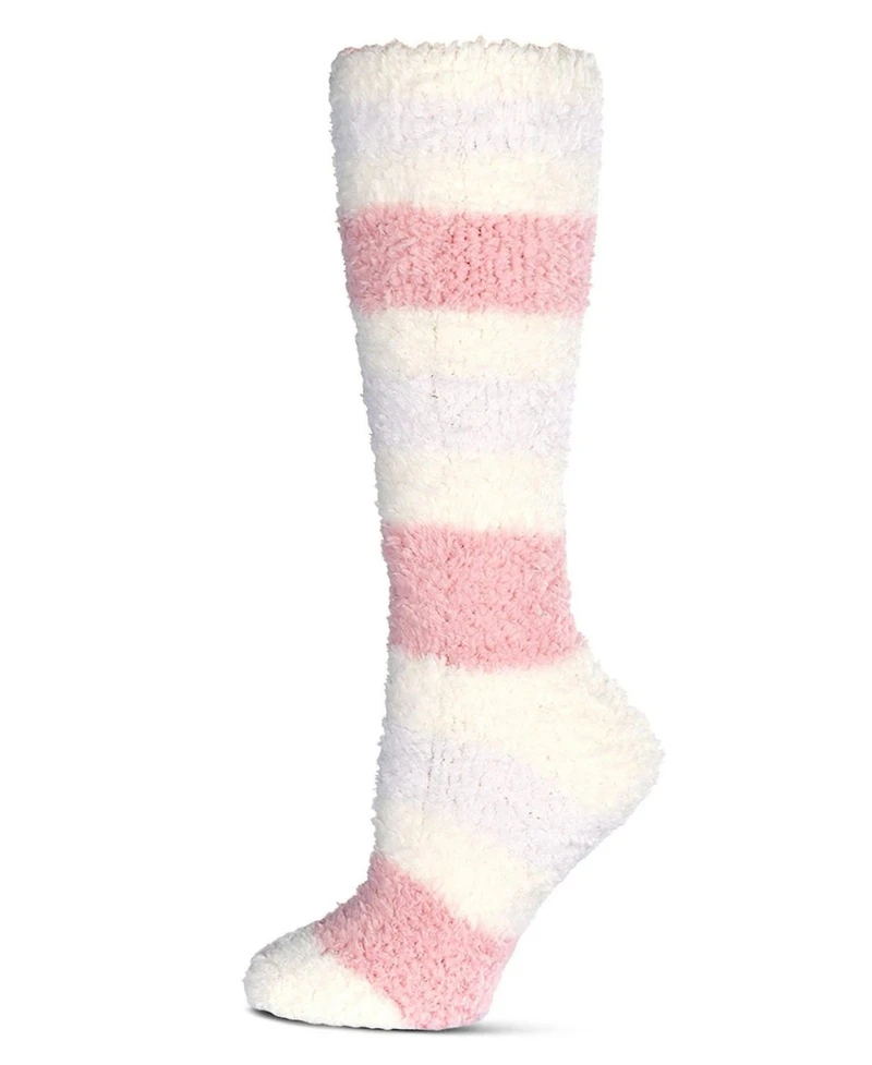 MeMoi Women's Multi-Stripe Teddy Bear Plush Knee High Socks