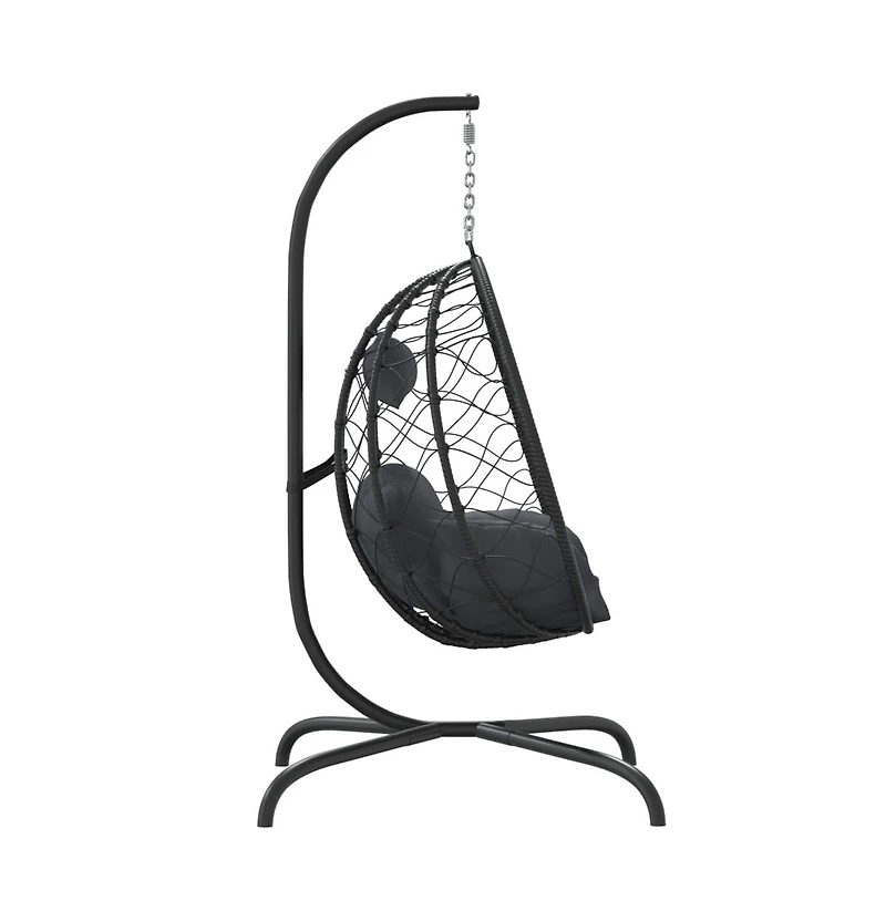 vidaXL Hanging Egg Chair Anthracite Poly Rattan, Powder-Coated Steel