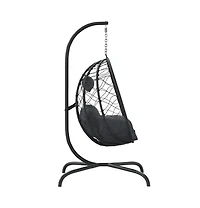 vidaXL Hanging Egg Chair Anthracite Poly Rattan, Powder-Coated Steel