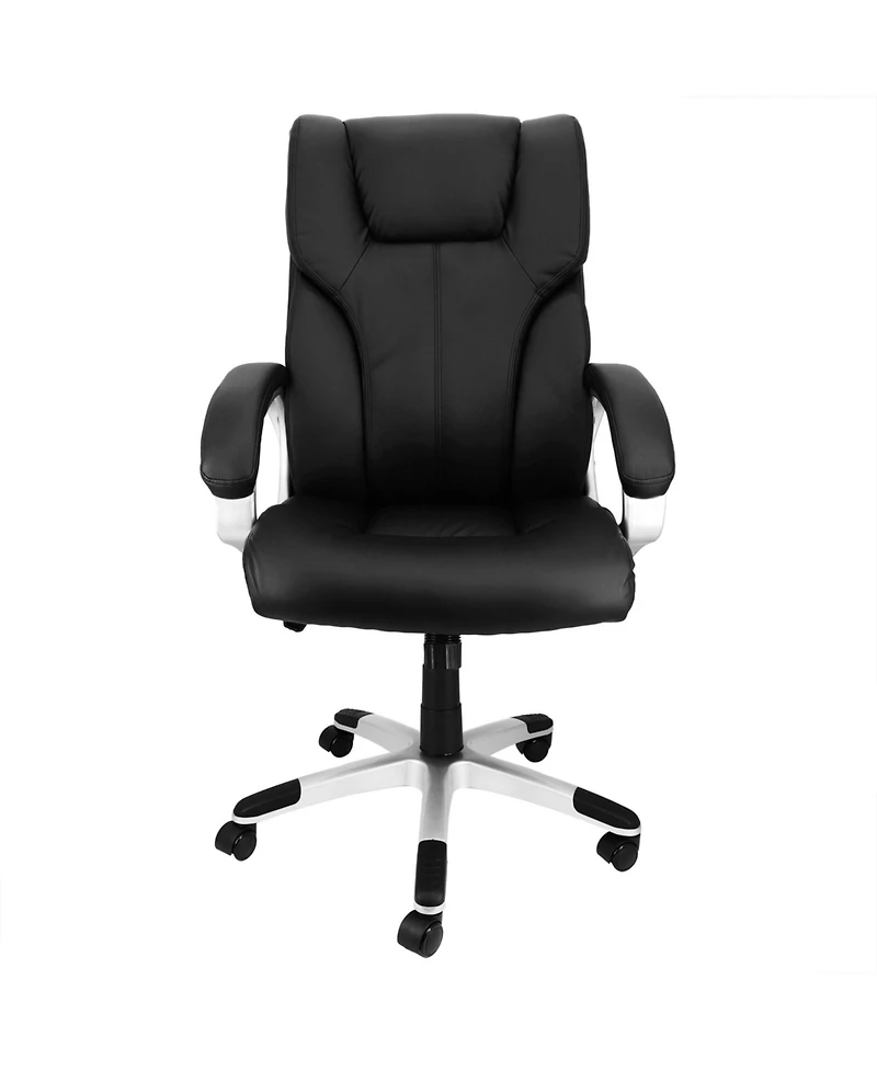 Elama High Back Adjustable Faux Leather Office Chair in Black and Gray Base