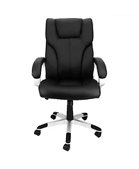 Elama High Back Adjustable Faux Leather Office Chair in Black and Gray Base