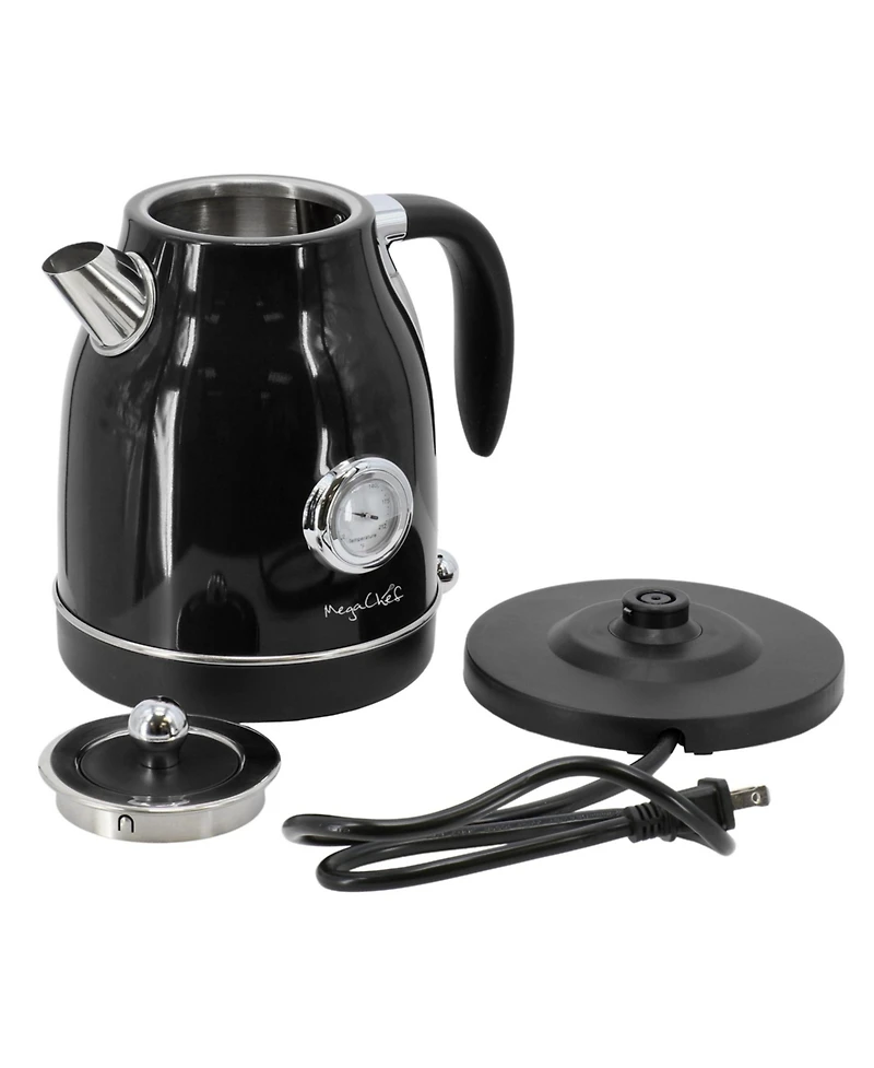 MegaChef 1.8 Quart Electric Tea Kettle and 2 Slice Toaster Combo in Black